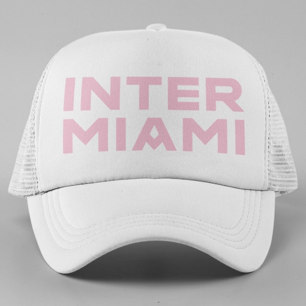 NEW Inter Miami Wordmark Foam Trucker Mesh Snapback Hat WHITE